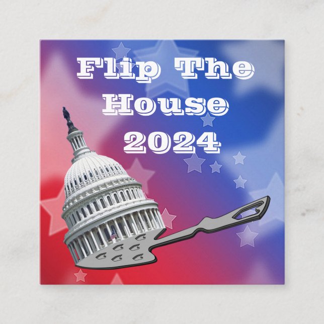 Flip The House Vote Blue 2024 Square Business Card (Front)