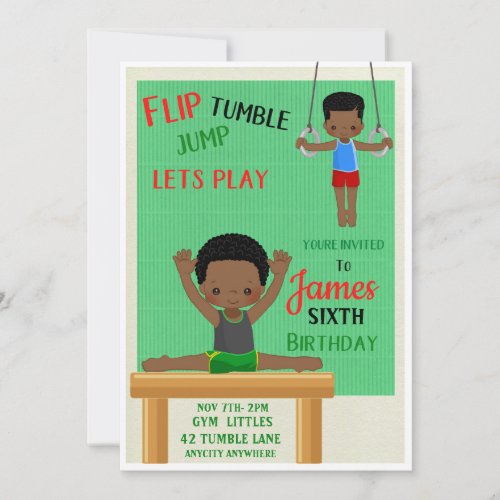 Flip  Tumble Birthday Invitation Card