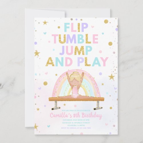 Flip Tumble Jump and Play Any Age Birthday Invite