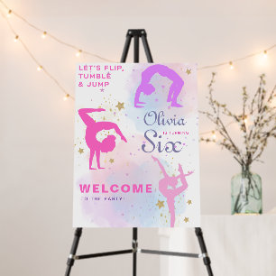 Flip tumble & jump Gymnastics Birthday Party Foam Board