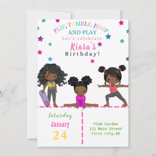 Flip, Tumble, Jump & Play Diverse Bday Invitation