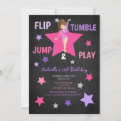 Flip, Tumble, Jump, & Play Gymnastics Birthday Invitation (Front)