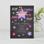 Flip, Tumble, Jump, & Play Gymnastics Birthday Invitation (Standing Front)