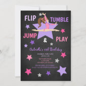 Flip, Tumble, Jump, & Play Gymnastics Birthday Invitation (Front)