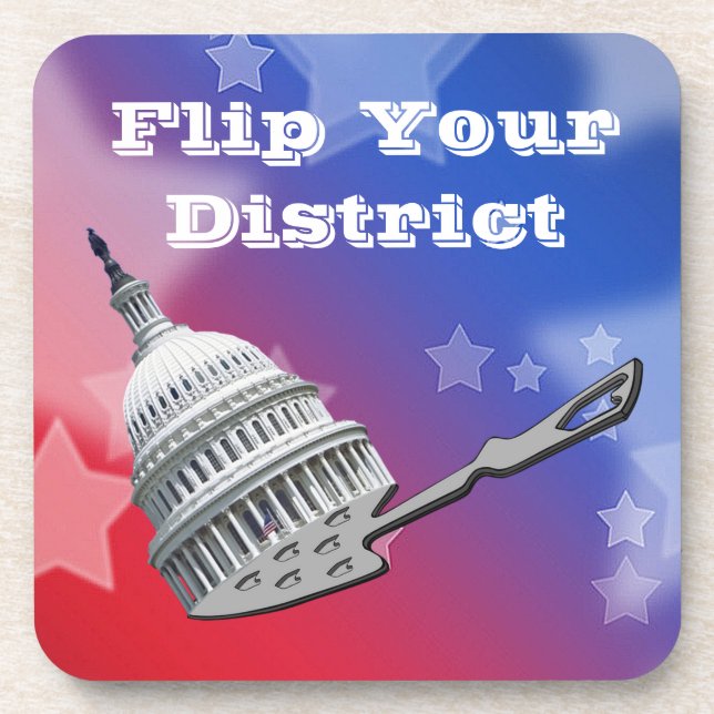 Flip Your District Vote 2026 Beverage Coaster (Front)