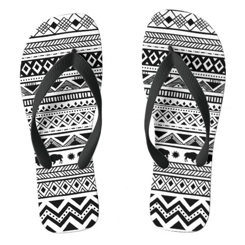 Flipflop Sandals Boho Buffalo Tribal Pattern Bohem