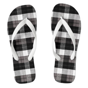 Flipflop Sandals XMAS Buffalo Plaid Black White