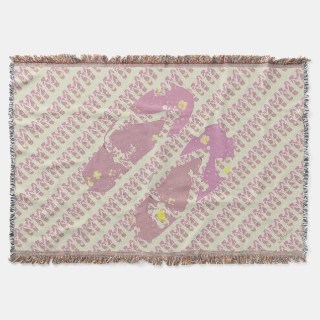 Flipflops (pink) throw blanket (Front)