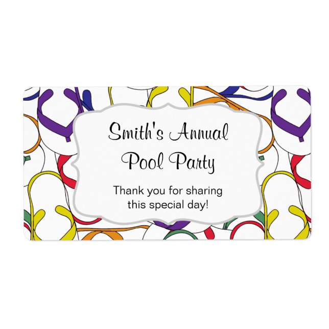 Flipflops Water Bottle favor - customize it! Label (Front)