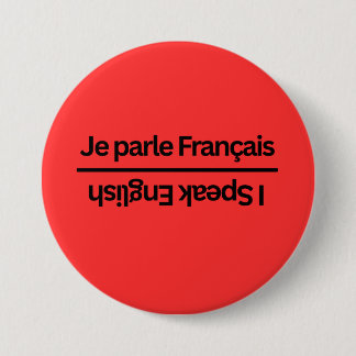 Flippable Bi-lingual French English "I Speak" Pin