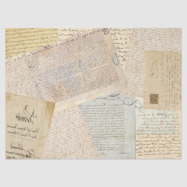 Flipped French Handwriting Tissue Paper (Front)