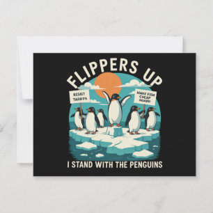 Flippers Up I Stand With Penguins Funny Resist Postcard
