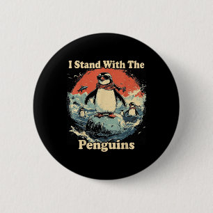Flippers Up I Stand With The Penguins Button