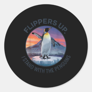 Flippers Up I Stand With The Penguins Classic Round Sticker