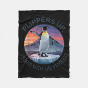 Flippers Up I Stand With The Penguins  Fleece Blanket