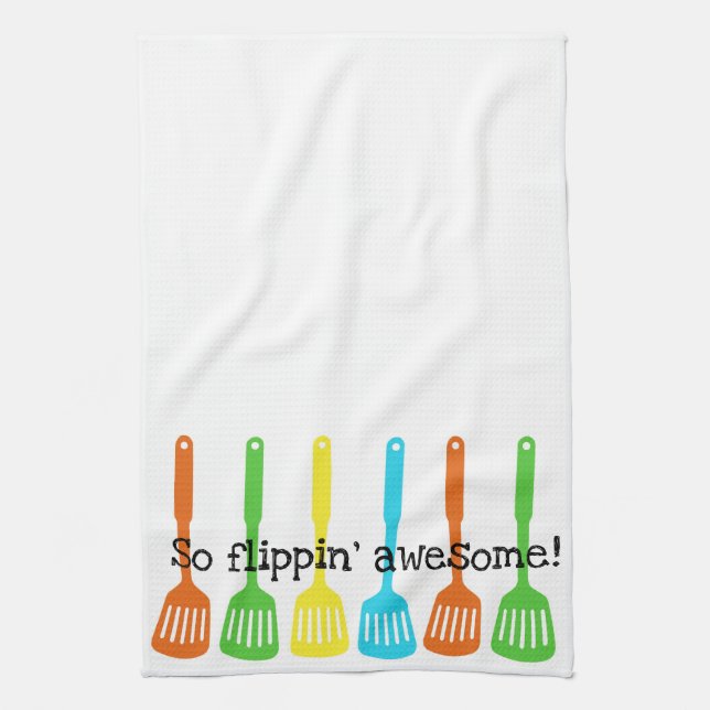 Flippin' awesome bright kitchen gadgets/flippers kitchen towel (Vertical)