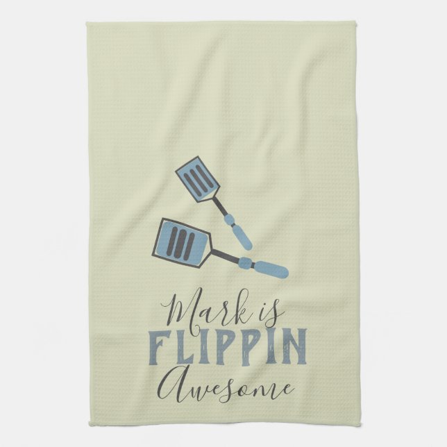 Flippin Awesome Cook Chef Name   Kitchen Towel (Vertical)