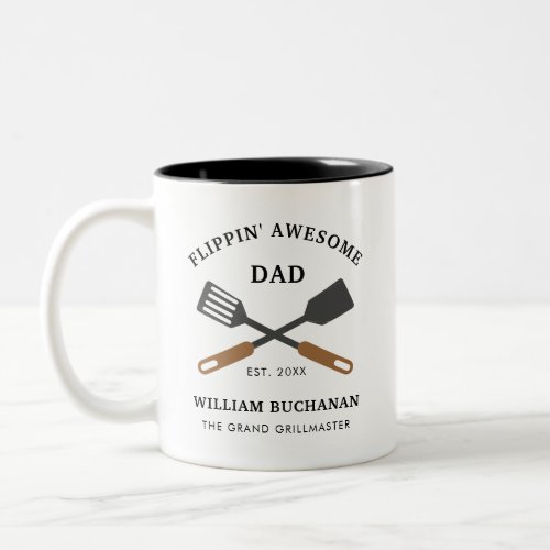 Flippin Awesome Dad BBQ Chef Fathers Day Two_Tone Coffee Mug