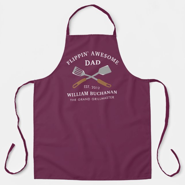 Flippin Awesome Dad BBQ Father Custom Apron (Front)