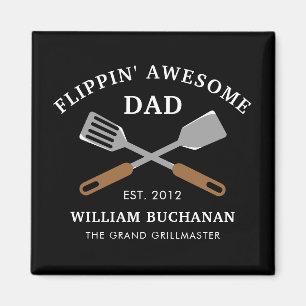 Flippin Awesome Dad BBQ Father Personalized Magnet