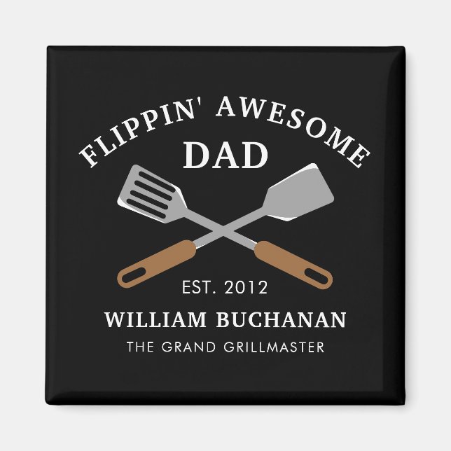 Flippin Awesome Dad BBQ Father Personalized Magnet (Front)