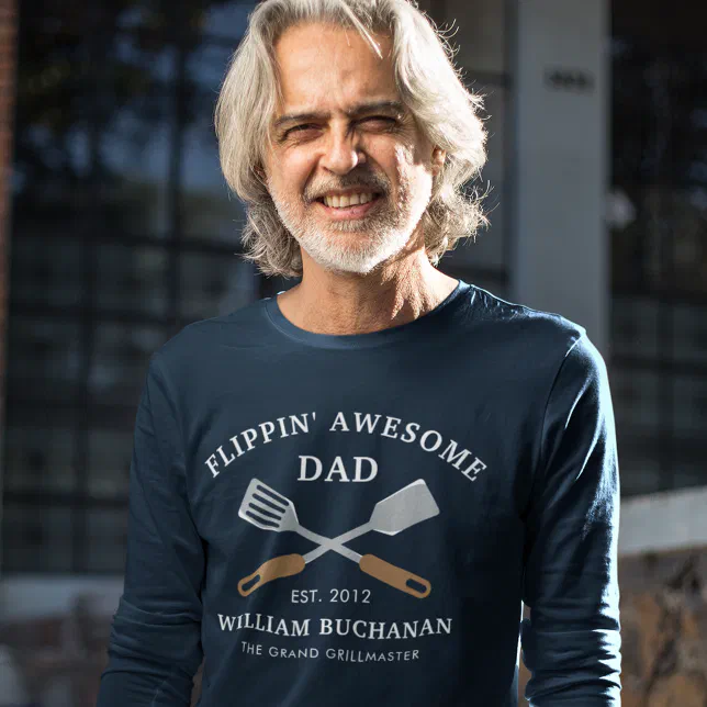 Flippin Awesome Dad BBQ Father Personalized T-Shirt | Zazzle