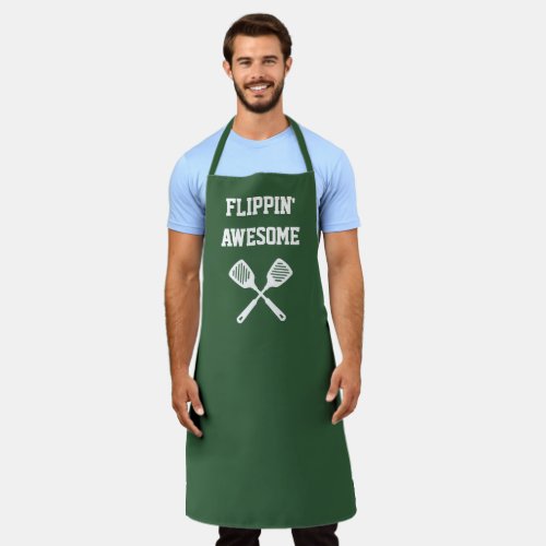 Flippin Awesome Funny Hunter Green Grilling Apron