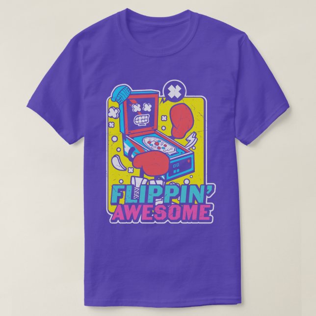 Flippin Awesome Funny Retro Arcade Gamer T-Shirt (Design Front)