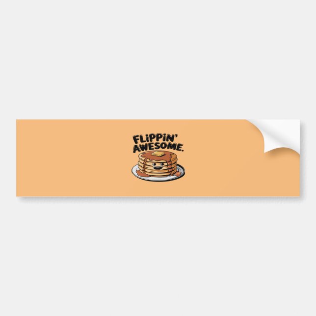Flippin' Awesome Pancake Stack Funny Breakfast Bumper Sticker (Front)