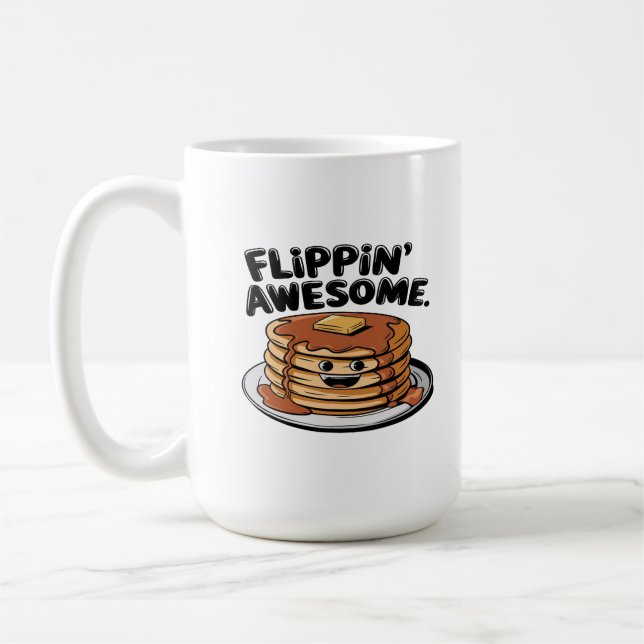 Flippin' Awesome Pancake Stack Funny Breakfast Coffee Mug (Left)