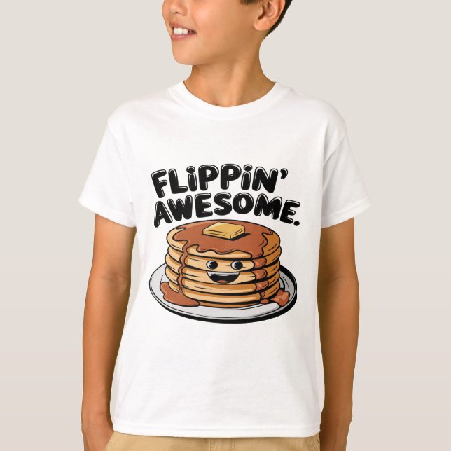 Flippin' Awesome Pancake Stack Funny Breakfast T-Shirt (Front)