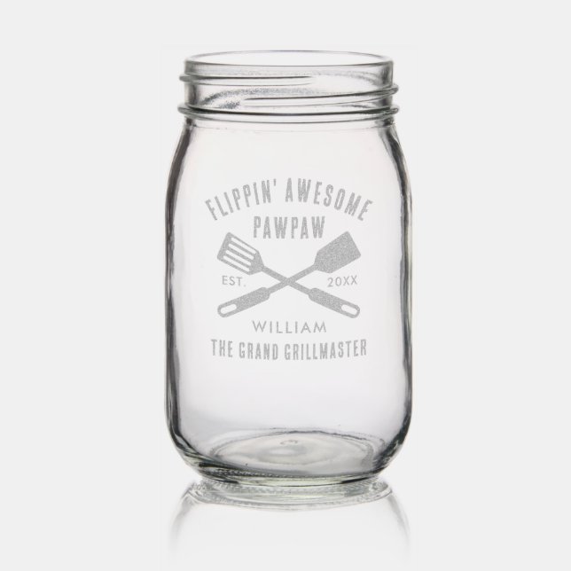 Flippin Awesome Pawpaw Grandpa Keepsake Custom Mason Jar (Glassware)