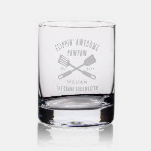Flippin Awesome Pawpaw Rustic Custom Rocks Glass