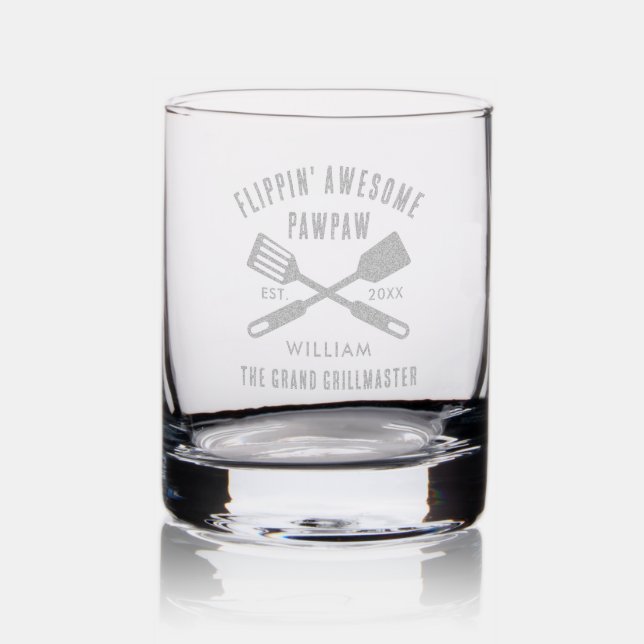 Flippin Awesome Pawpaw Rustic Custom Rocks Glass (Glassware)