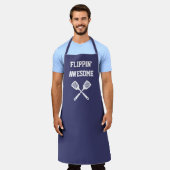 Flippin Awesome Spatula Funny Navy Blue Grilling Apron (Worn)