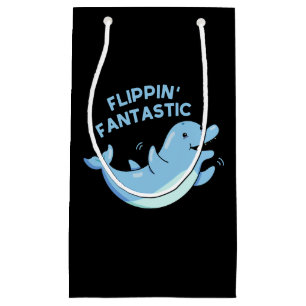 Flippin Fantastic Funny Dolphin Pun Dark BG Small Gift Bag