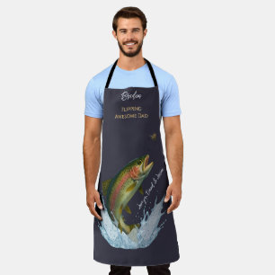 Flipping Awesome Dad Fly Fishing kids names Apron