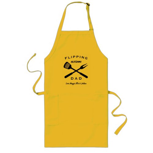 Flipping Awesome Dad  Gift Dad Personalized Name Long Apron