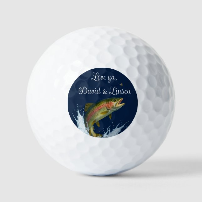 Flipping Awesome Dad Rainbow Trout Fly Fishing Golf Balls (Front)