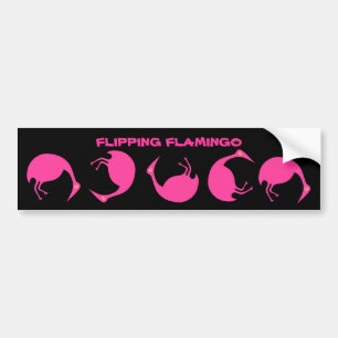 FLIPPING FLAMINGO ~TUMBLING BIRDS BUMPER STICKER