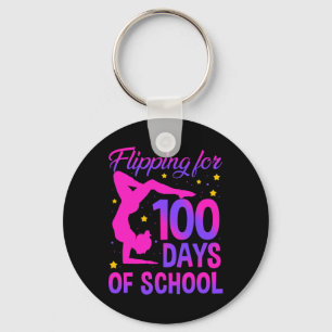 Flipping For 100 Days Of School Gymnastics Gymnast Keychain