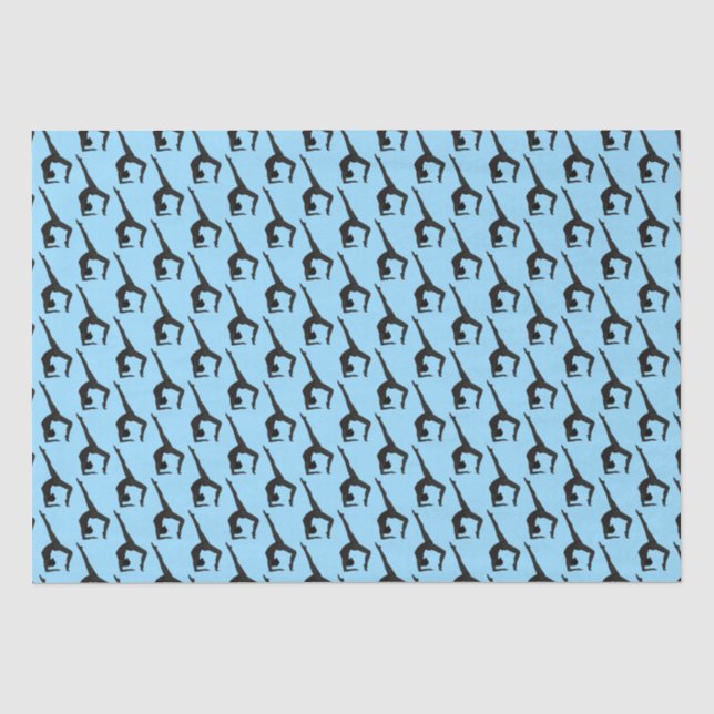 Flipping Gymnast Silhouette on Blue  Tissue Paper (Front)