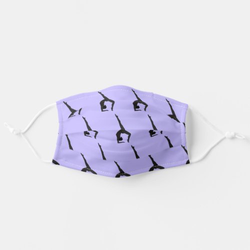 flipping silhouette gymnast on purple adult cloth face mask
