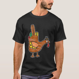 Flipping the Bird Thanksgiving Turkey Funny Drawin T-Shirt