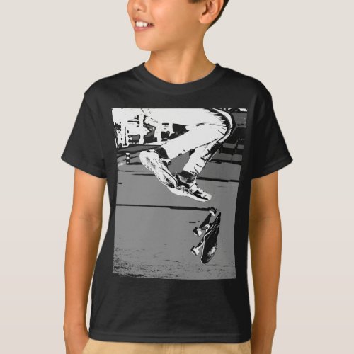 Flipping the Board _ Skateboarder Round Clock T_Shirt