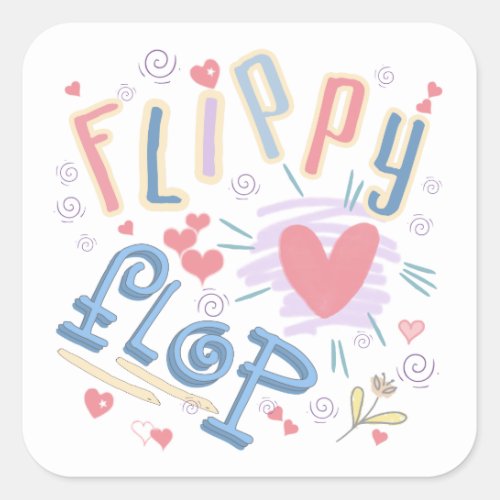 Flippy Flop Heart ID311 Square Sticker