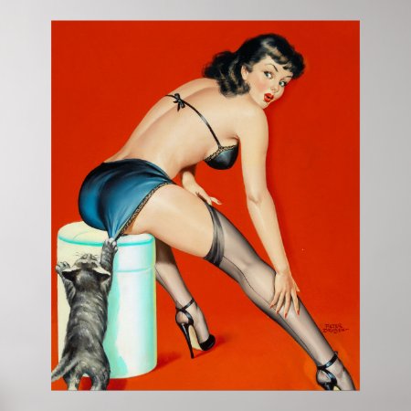 Flirt 1950 Pin Up Art Poster