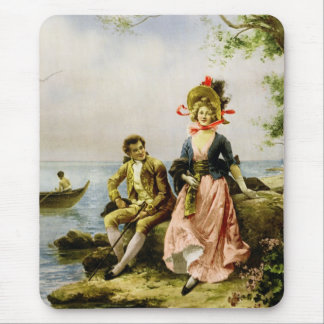 "Flirt au Bord de la Mer" by Hippolyte Lucas Mouse Pad