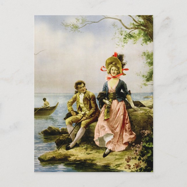"Flirt au Bord de la Mer" by Hippolyte Lucas Postcard (Front)