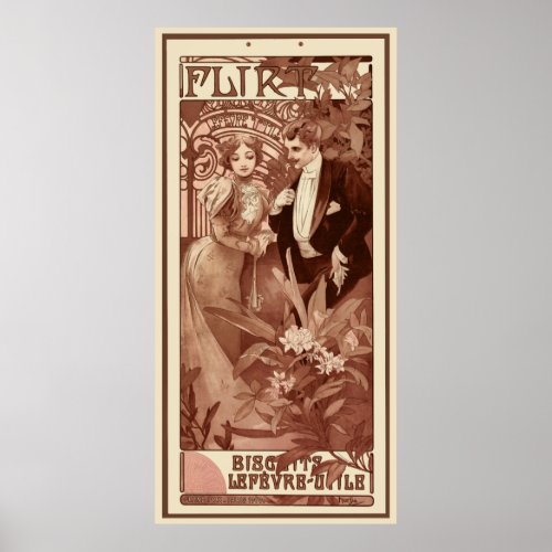 Flirt by Alphons Mucha Poster